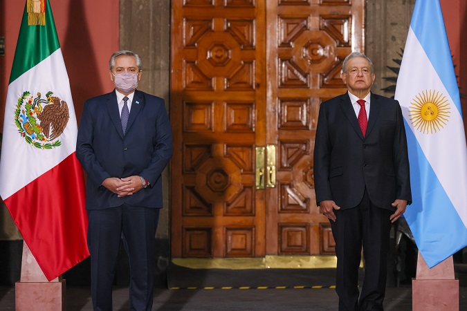 Alberto Fernandez and Andres Manuel López Obrador met at  the National Palace  on February 23, 2021.