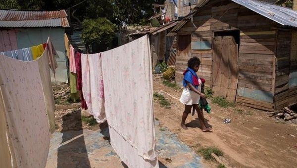 Haitian woman in a slum in the Dominican Republic.