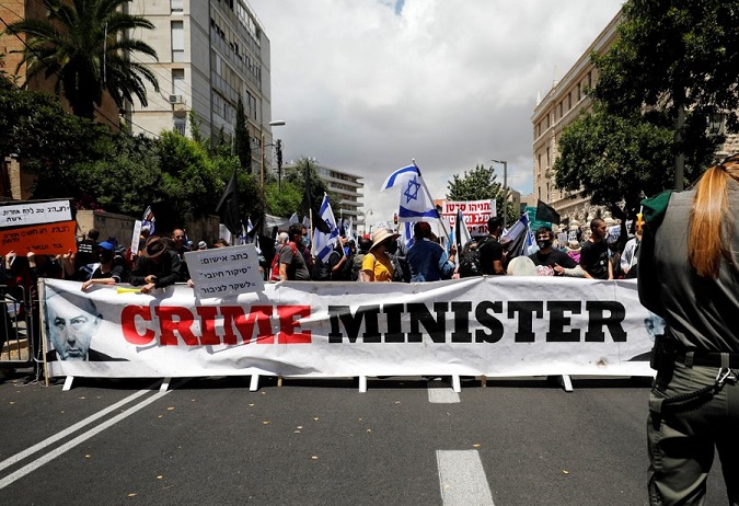 Thousands in Israel protested against Prime Minister Benjamin Netanyahu on Saturday. Netanyahu is seeking reelection on Tuesday in Israel’s 4th election in 2 years after being indicted on corruption charges in 2020.
