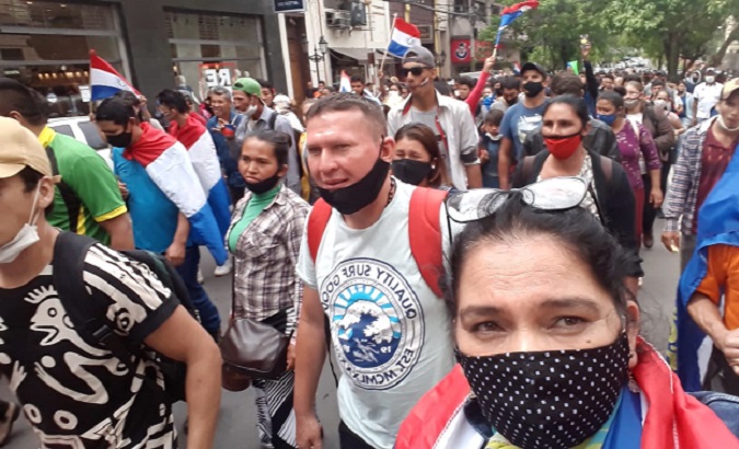 Social organizations protesting, Paraguay, March 23, 2021.