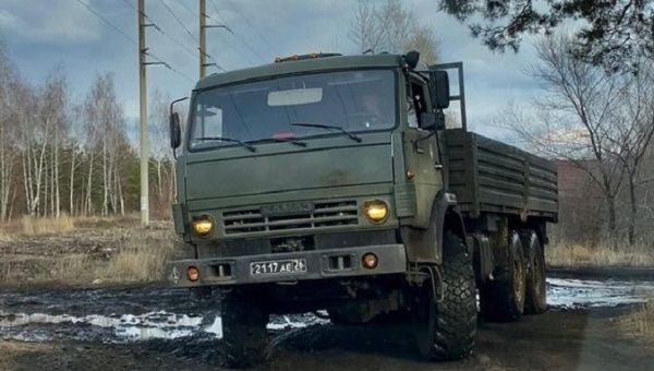 Russian military truck deployed within its national territory, 2021.