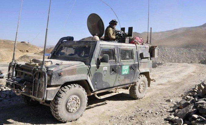 A military vehicle of the International Security Assistance Force (ISAF) in Afghanistan.