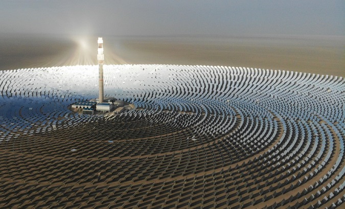 Molten-salt solar thermal power plant in Dunhuang, China, Feb. 24, 2021.