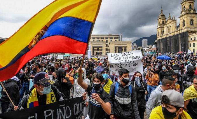 The people protest in Bogota, Colombia, May 2021.