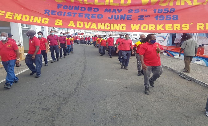 Workers Unions take to street to demand better working conditions, Grenada, Dec., 2020.