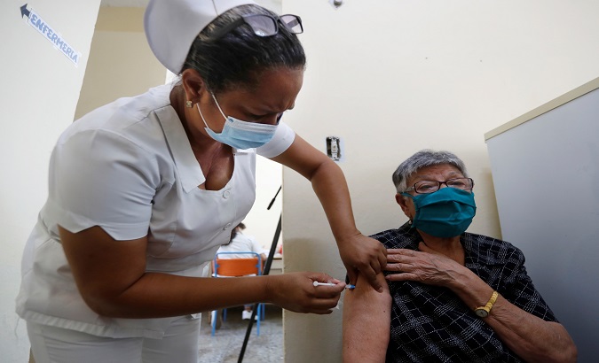A woman receives Soberana 02 vaccine, Havana, Cuba, Jun. 26, 2021.