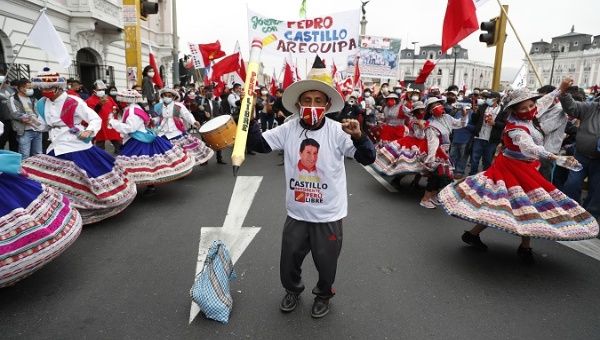 Supporters of President-elect Pedro Castillo took to the streets in Lima, Peru, Jun. 19, 2021. 