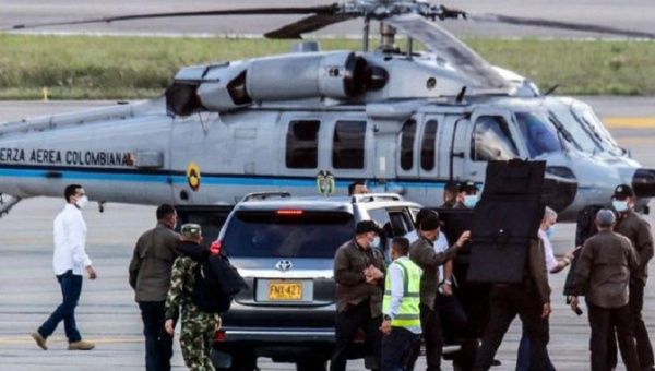 President Ivan Duque’s helicopter at Camilo Daza Airport, Colombia, June 25, 2021.