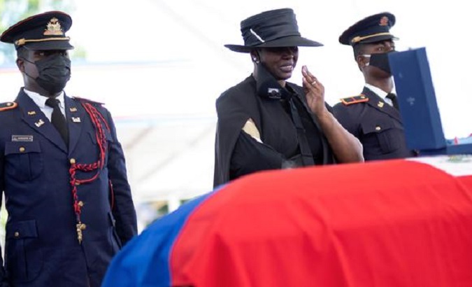 Martine Moise at the funeral of Jovenel Moise, Cap-Haitien, Haiti, July 23, 2021.