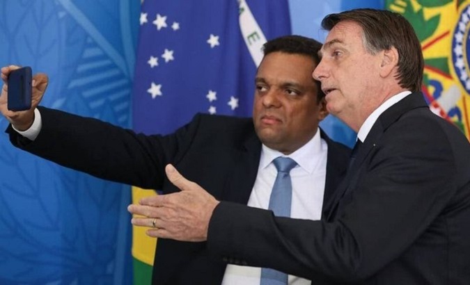 Lawmaker Otoni de Paula (L) and President Jair Bolsonaro (R), Brazil.