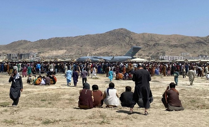People waiting to ve evacuated by the US Army at Kabul's Airport, Afghanistan, Aug. 20, 2021.