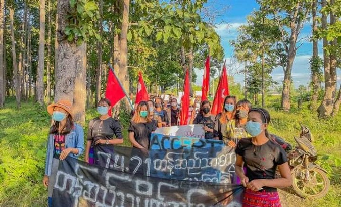 Protest against the Coup regime Taze, Myanmar, Sept. 7, 2021.