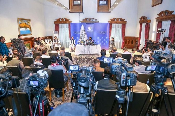 Taliban’s government acting foreign minister Amir Khan Muttaqi on Tuesday at a press conference in Kabul welcomed the international community’s humanitarian aid pledge for Afghanistan.