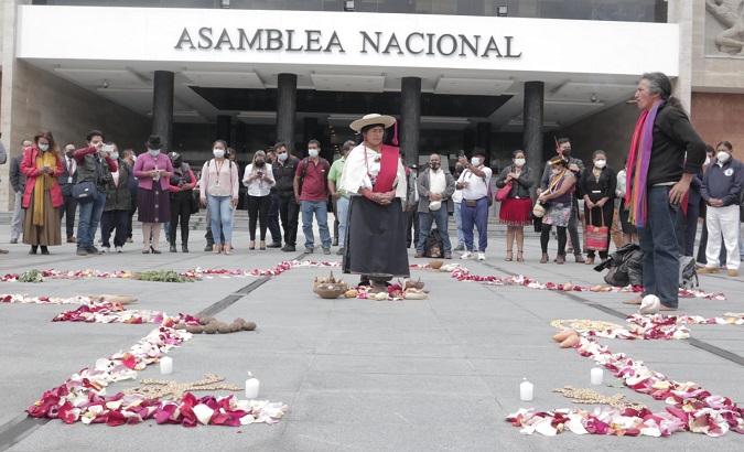Indigenous peoples support the amnesty bill for 260 social leaders, Quito, Ecuador, Sept. 21, 2021.