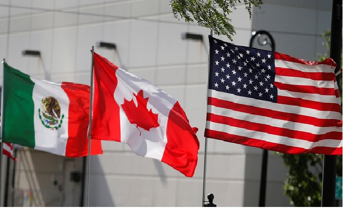 Flags of Mexico, Canada, and the U.S.
