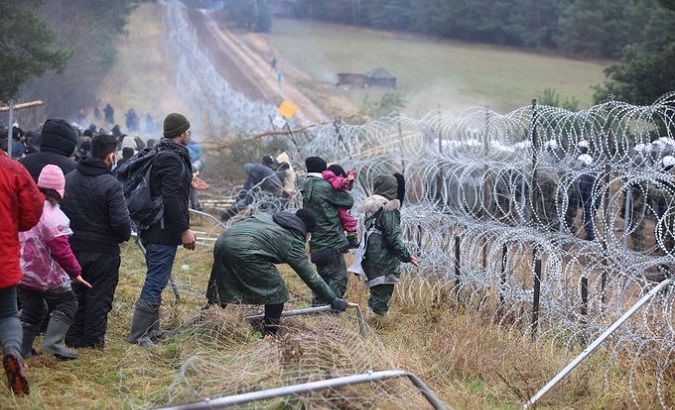Migrants at the Polish frontier, Nov. 16, 2021.