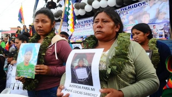 Citizens reject the U.S.-backed 2019 coup d'etat, Sacaba, Bolivia, Nov. 15, 2021. 