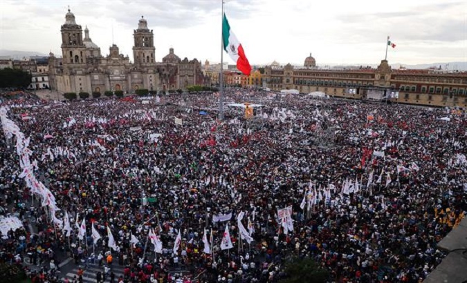 Citizens at the Zocalo Square, Mexico City, Mexico, Dec. 1, 2021.