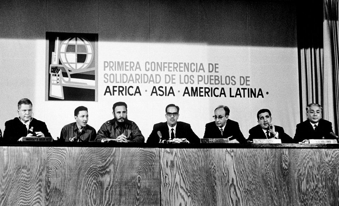 Fidel Castro and other delegates at the 1st Tricontinental Conference, Havana, Cuba, Jan. 3, 1966.