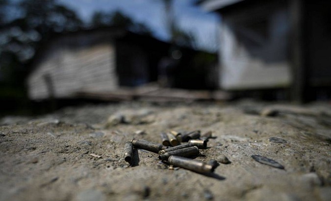 Bullet remnants are left on the ground, Colombia.