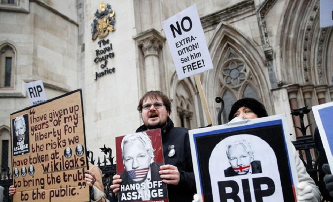 Citizens demand freedom for WikiLeaks founder Julian Assange, London, U.K., Jan. 24, 2022.
