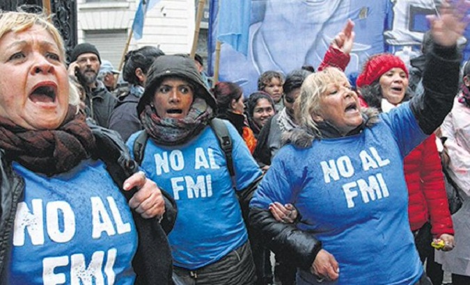 Argentine workers protesting against IMF conditionalities.