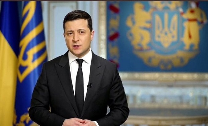 The Ukrainian President called for remaining calm about the tensions around the country. Jan. 28, 2022.