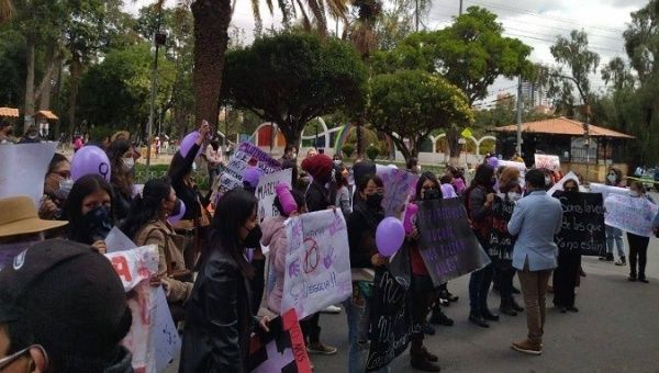Citizens protest against increasing number of feminicides and rape cases, Bolivia, Jan. 30, 2022. 