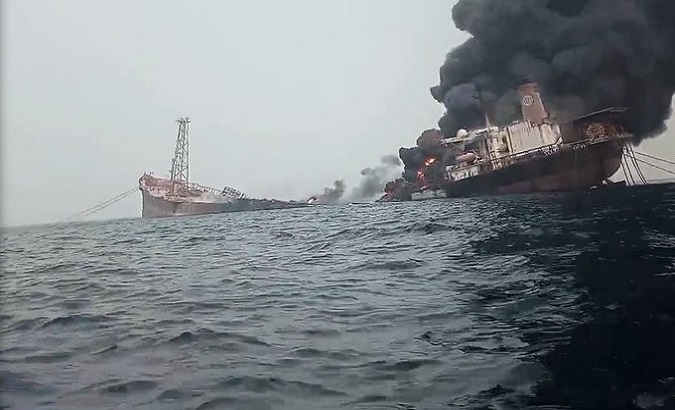 Oil production ship Trinity Spirit explodes off Nigerian coast. Feb. 3, 2022.