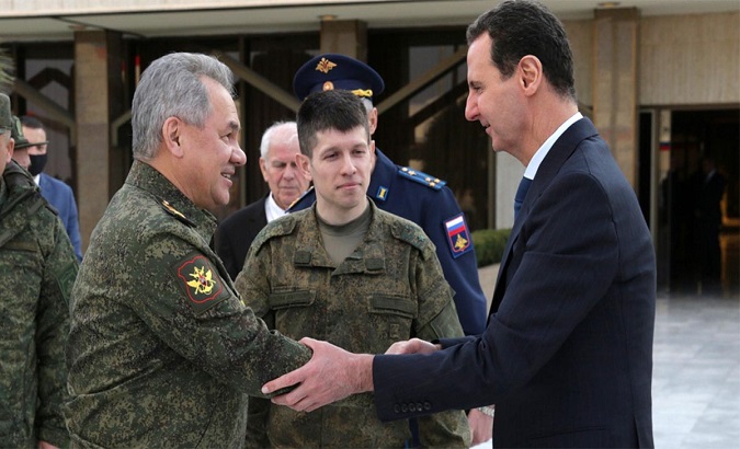 Russian Defense Minister during his visit to Syria met with the President of Syria. Feb. 16, 2022.
