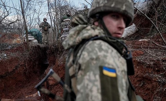 Ukraine armed forces patrol border areas with Russia.