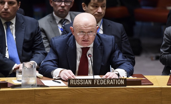 Russian envoy to UN said on Monday the country has no plans to invade Ukrainian territory. Feb. 28, 2022.
