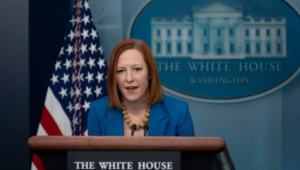 White House Press Secretary Jen Psaki holds a news briefing at the White House in Washington, DC