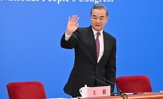Foreign Minister Wang Yi at the Great Hall of the People in Beijing, China, March 7, 2022.