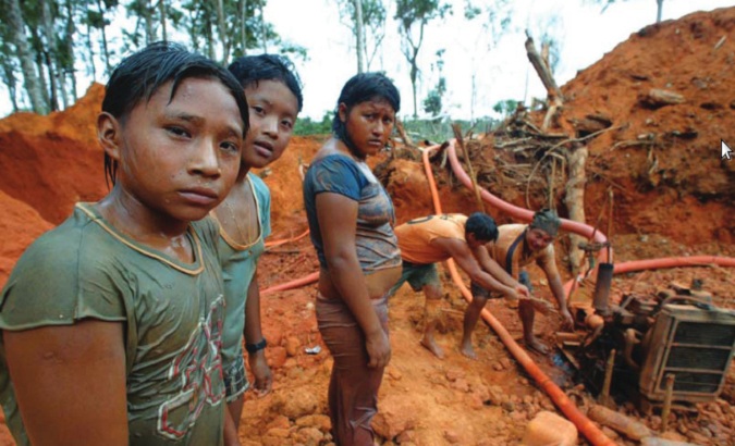 Amazonian inhabitants try to stop illegal mining in Indigenous territories, Brazil.