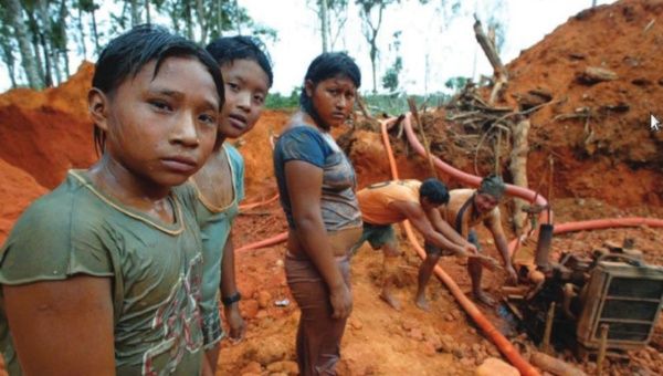 Amazonian inhabitants try to stop illegal mining in Indigenous territories, Brazil.