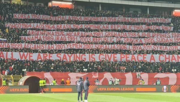 Red Star Belgrade football club fans asking for peace