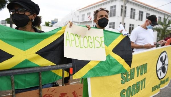 Citizens demanding the British crown to apologize for its colonial past, Kingston, Jamaica, March 23, 2022. 
