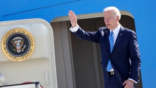 President Joe Biden landing in Poland, March 2022.