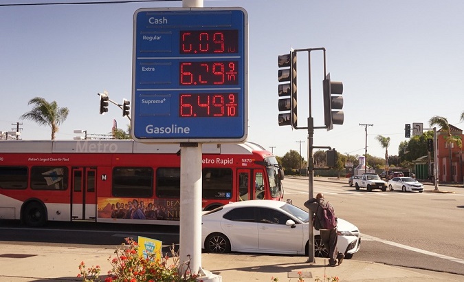 Gas prices at a gas station in Los Angeles, California, U.S. March 20, 2022.
