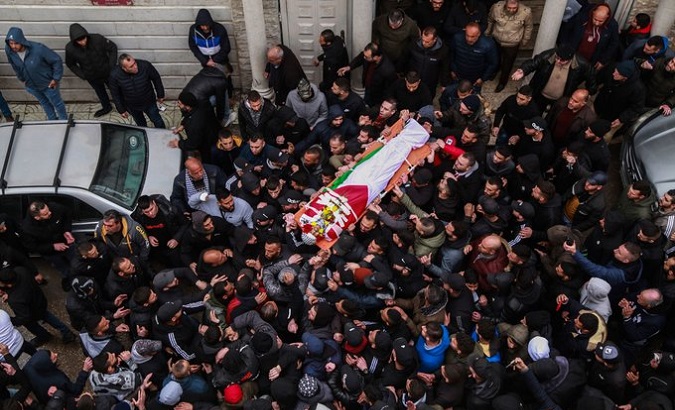 Funeral of Alaa al-Shaham at Qalandiya camp, March 15, 2022..