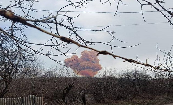 Explosion in the Zarya chemical plant in Ukraine. Apr. 5, 2022.