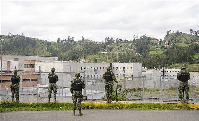 Police agents guard a high-security prison, Ecuador.