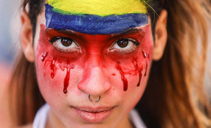 A citizen during a protest against the assassination of social leaders in Colombia.