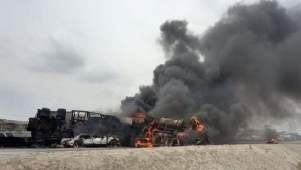 Tanker explodes at Lagos-Ibadan expressway, April 23, 2022.