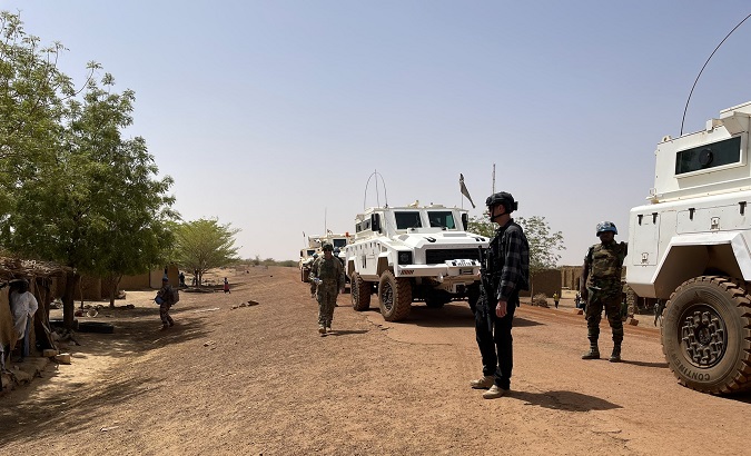 MINUSMA members patrol in Mali, April, 2022.