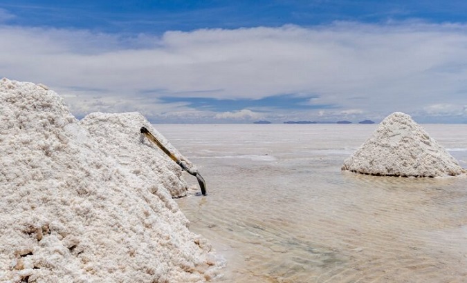 Lithium extraction at the Salar de Uyuni salt flat in Bolivia