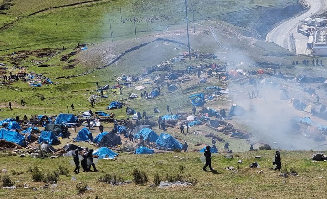 Police enter lands occupied by members of the Fuerabamba community, Peru, April 27, 2022.