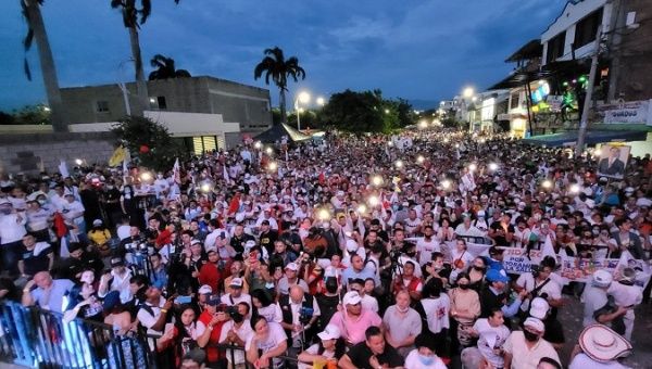 Citizens listen to Gustavo Petro in Cucuta City, Colombia, May 6, 2022.