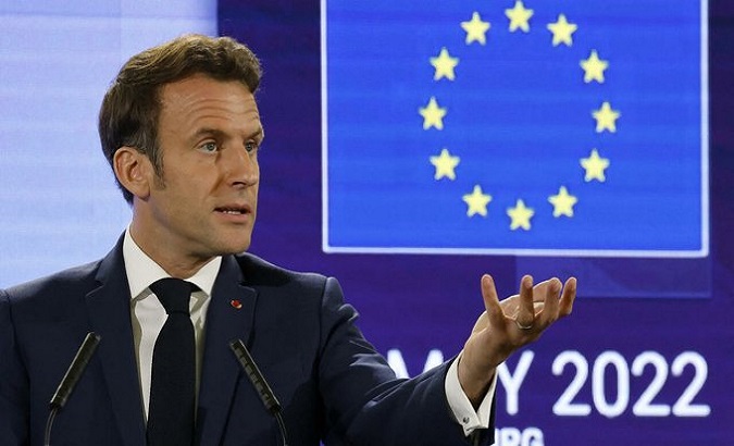 President Emmanuel Macron, Strasbourg, France, May 9, 2022.